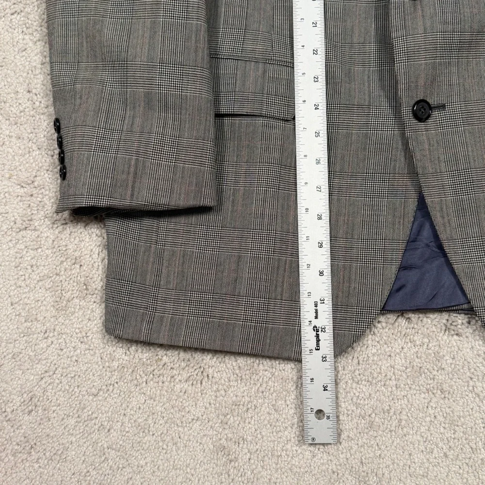 Jos A Bank Executive Collection Glen Plaid Blazer Grey Red Blue 43 Long Wool